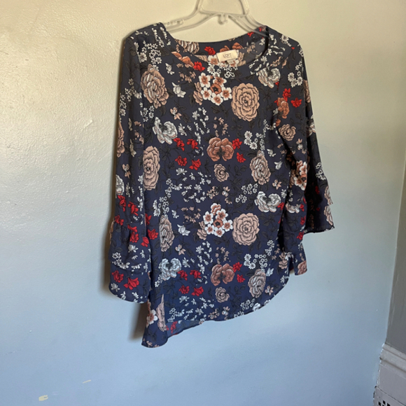 LOFT Dark Navy Floral Lightweight Shirt Blouse Small - Picture 7 of 10